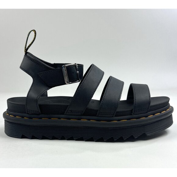 Dr Martens Blaire Womens 10 Black Strap Sandals Platform Hydro Leather 24235001 - Picture 1 of 9